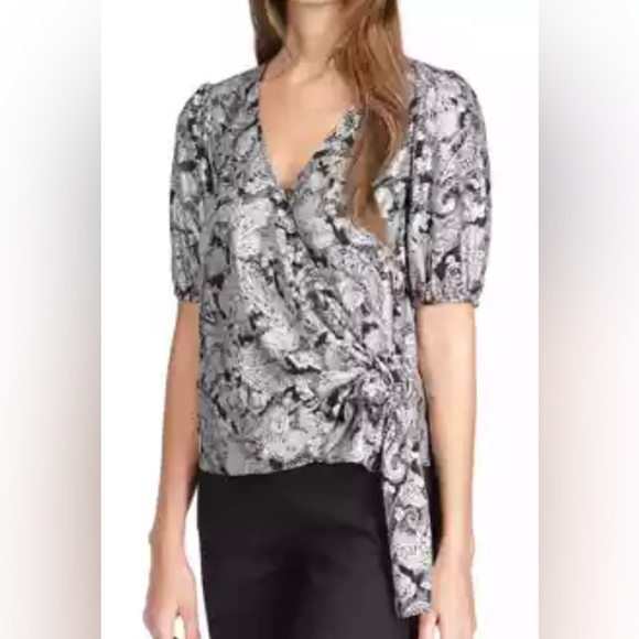 MICHAEL Michael Kors Tops - Michael Kors foil paisley faux wrap blouse